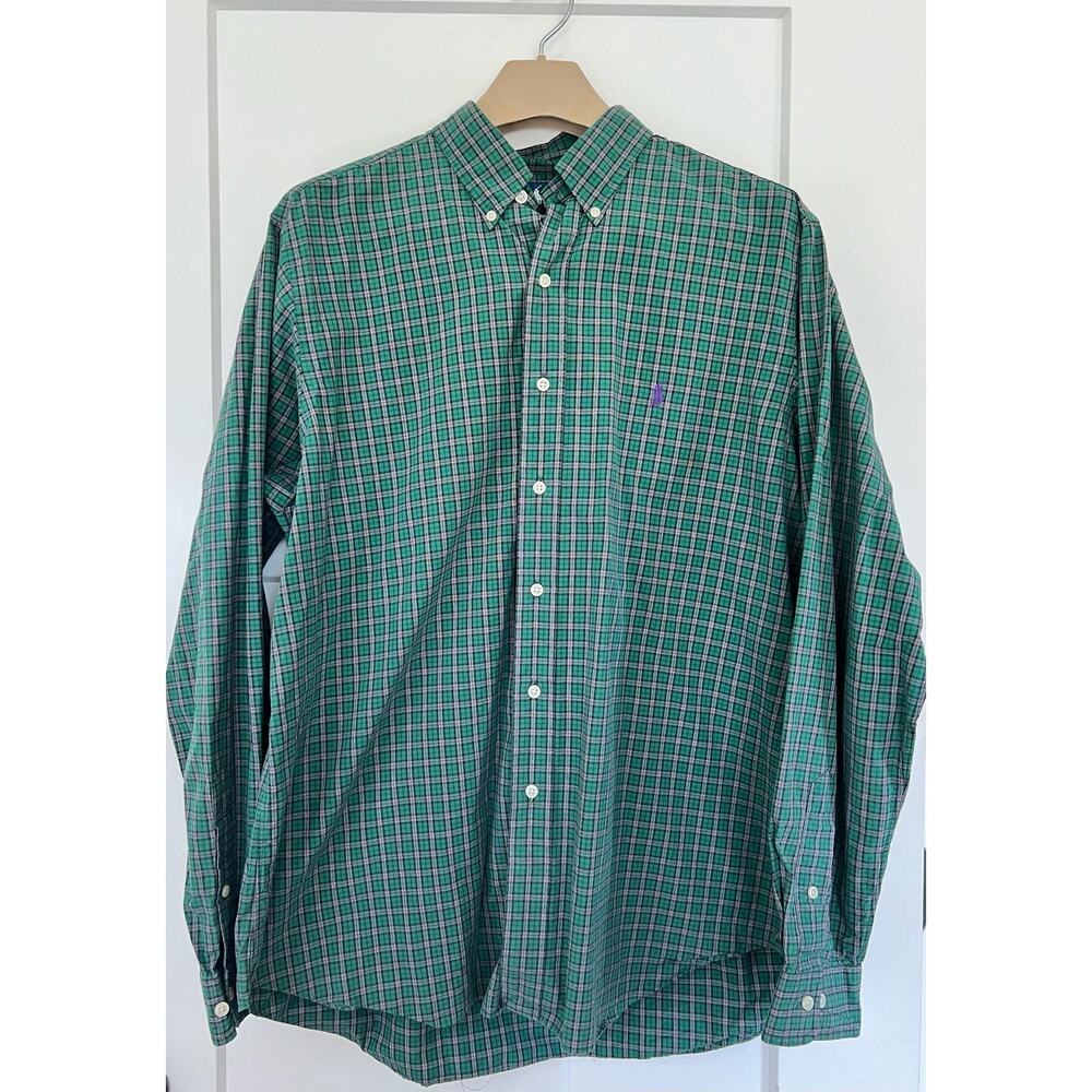 Ralph Lauren Classic Fit Button Down Shirt Green Black 17/XL